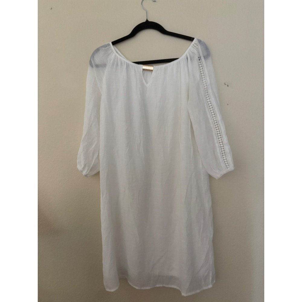 Indigo Rose White Boho Peasant Dress L
A1196